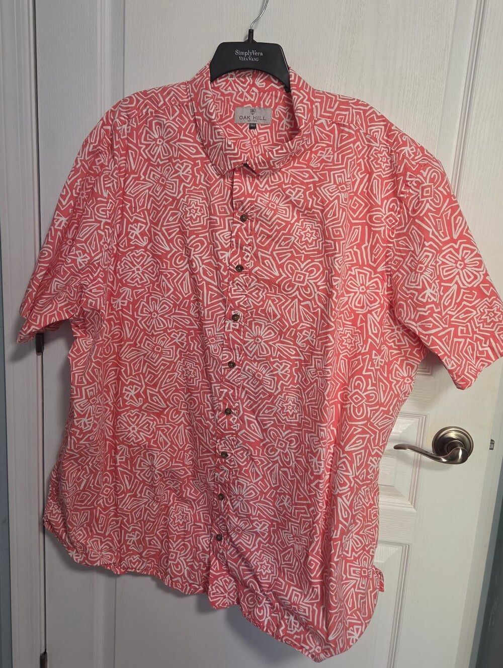Oak Hill Sport Shirt Buttondown Coastal Coral Orange Pink Cotton Mens 3XL